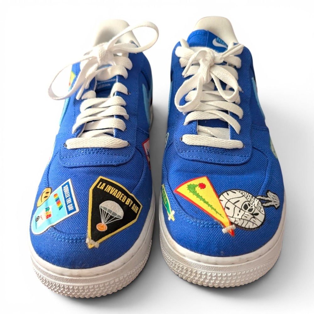 Nike Air Force One 07 LA Dodgers Lakers Patchwork Special Release Blue Women 9.5 - Picture 2 of 12